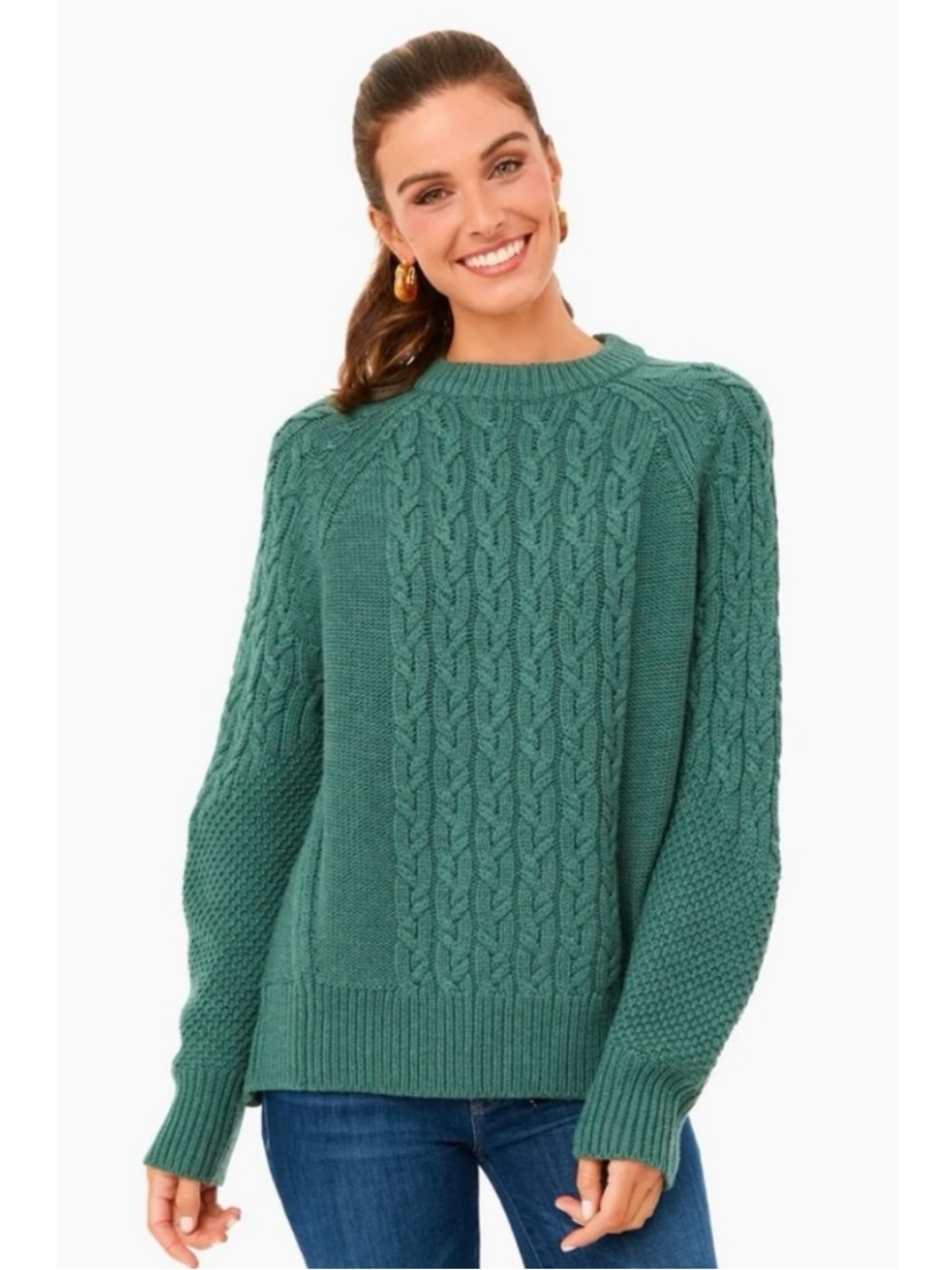 Tuckernuck Aspen Green Mixed Cable Charles Sweater XXL